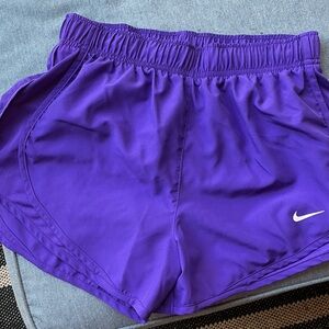 Nike Women's Purple Athletic Shorts with Swoosh